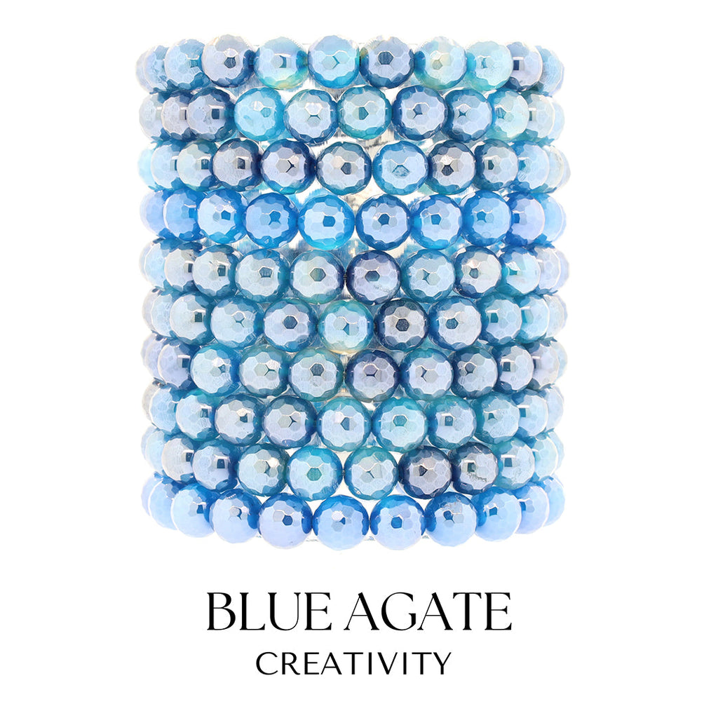 Blue Agate Gemstone Bracelet Collection
