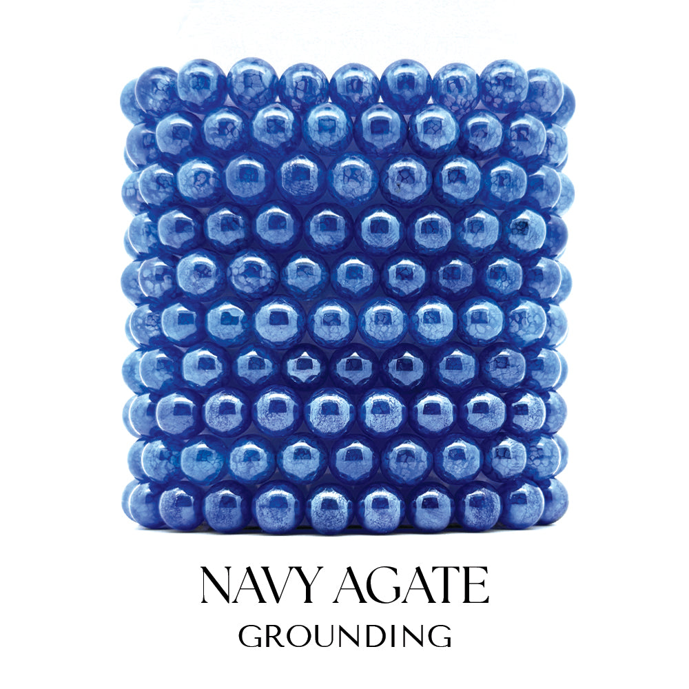 Navy Agate Gemstone Bracelet Collection