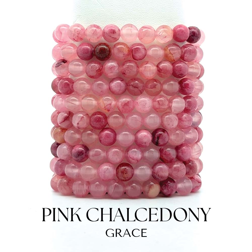 Pink Chalcedony Gemstone Bracelet Collection