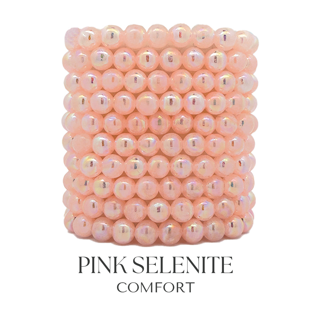 Pink Selenite Gemstone Bracelet Collection
