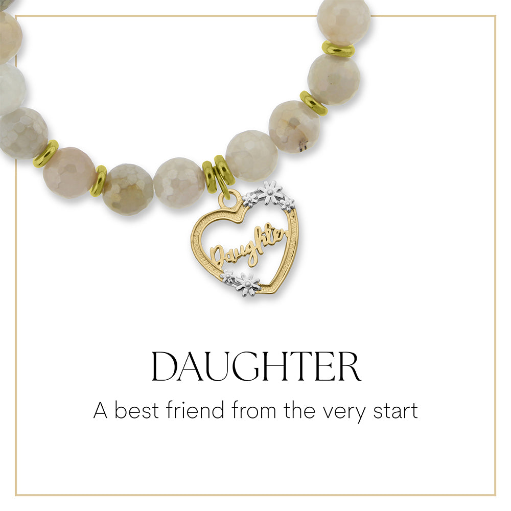 Gold Heart Daughter Charm Bracelet Collection