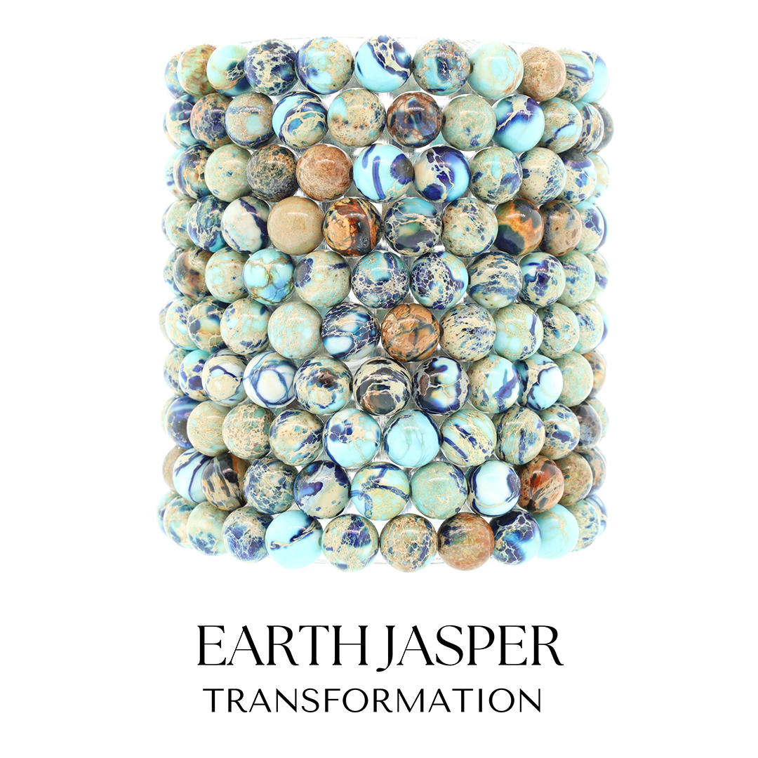 Earth Jasper Gemstone Bracelet with Lucky Dice Sterling Silver Charm