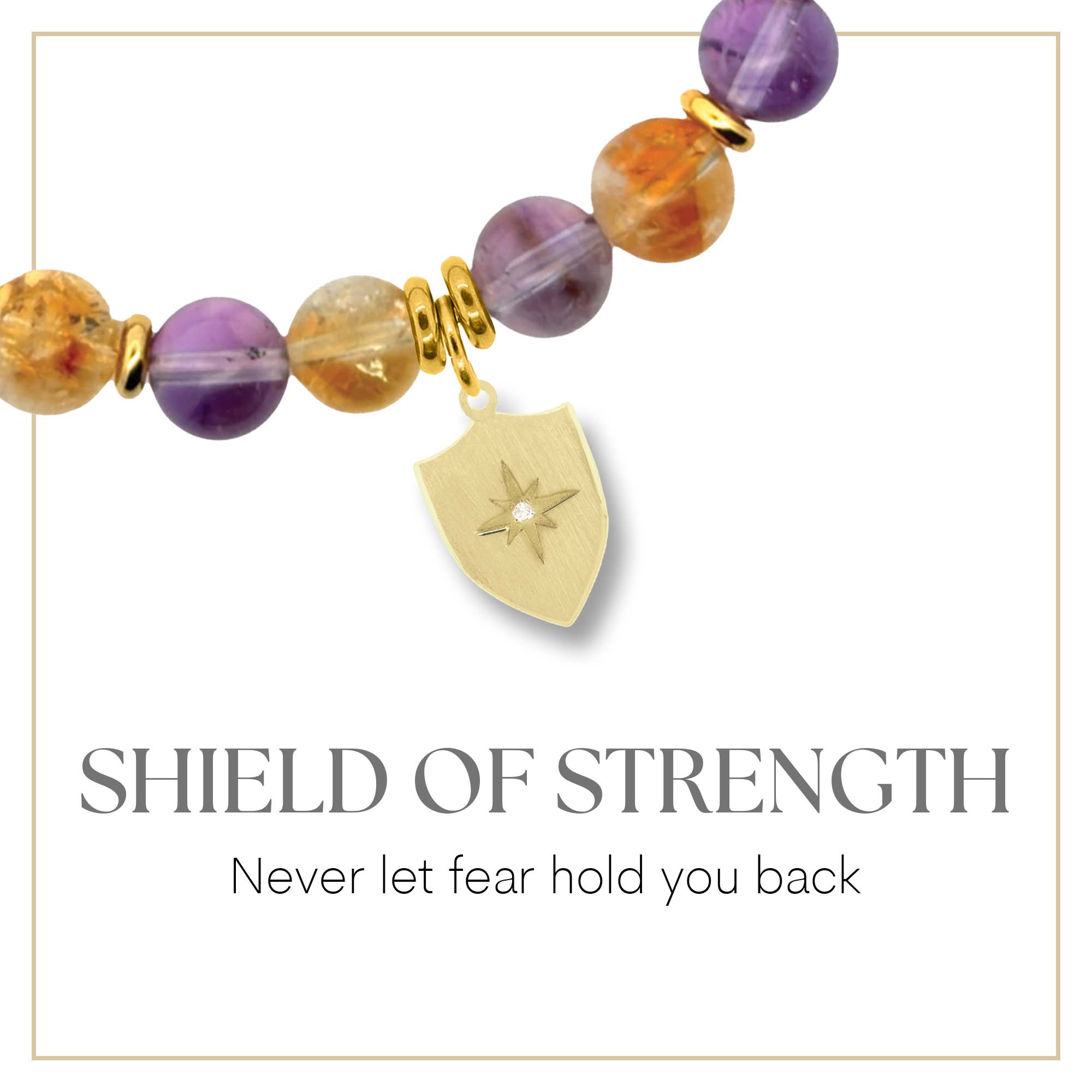 gold shield of strength charm bracelet