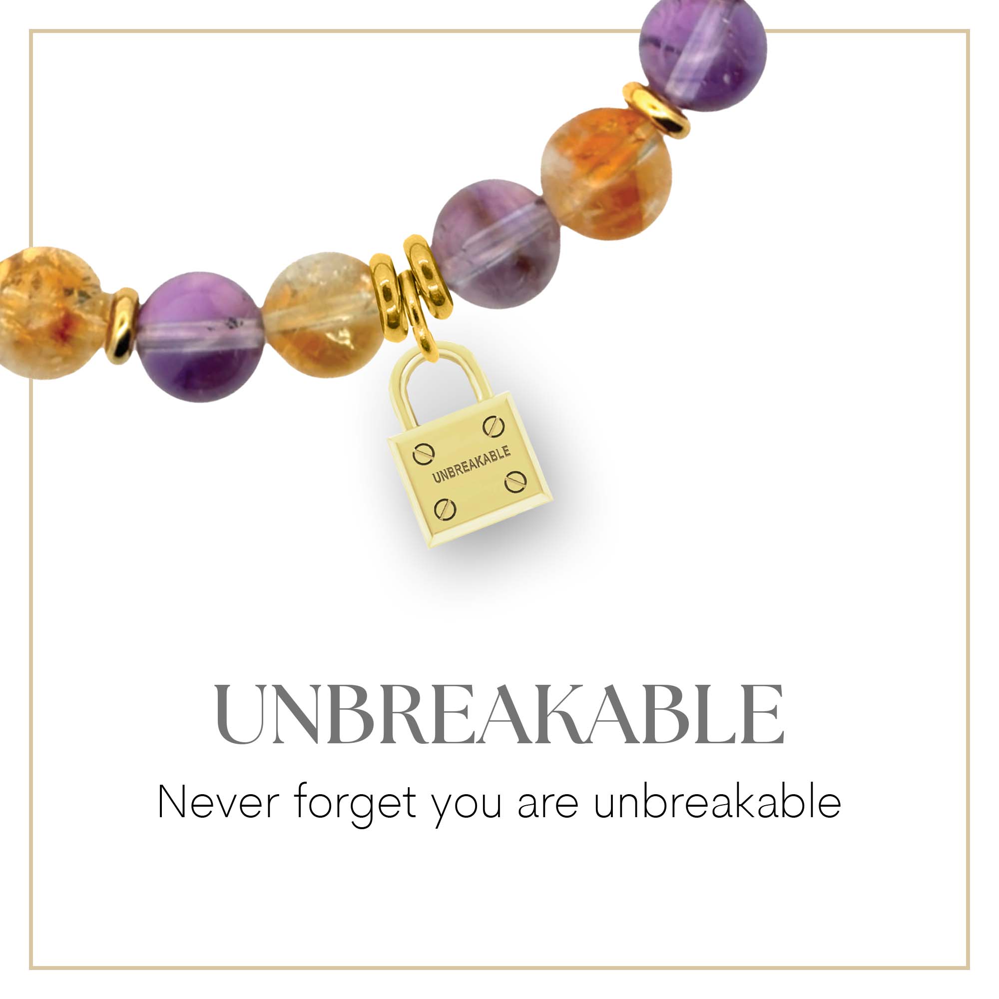 gold unbreakable lock charm bracelet