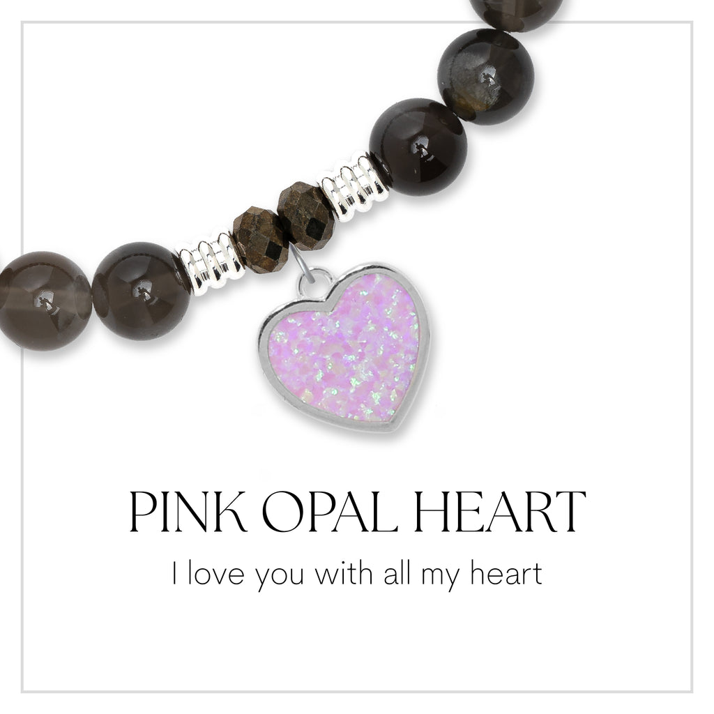 Pink Opal Heart Charm Bracelet Collection