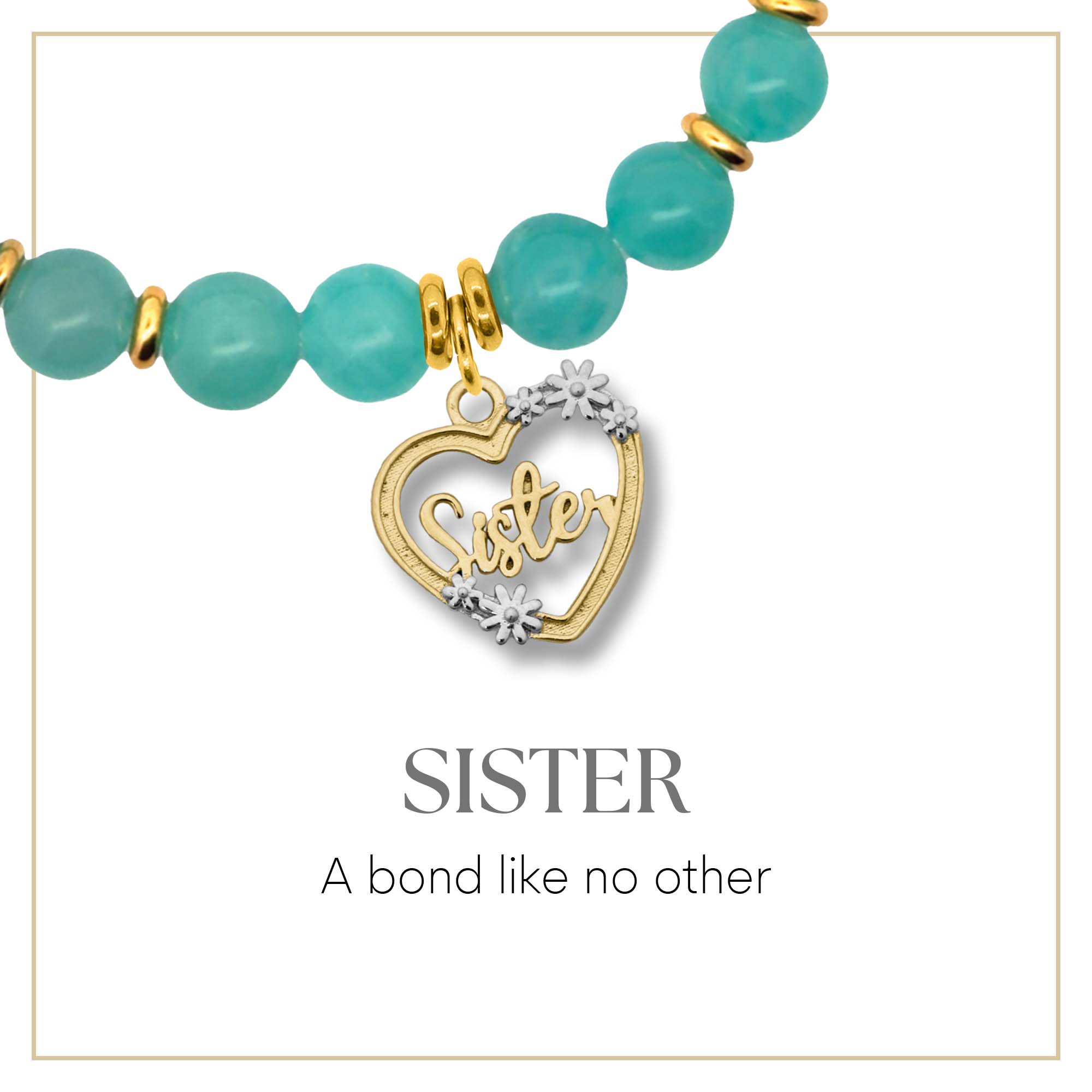 Gold Heart Sister Charm Bracelet Collection