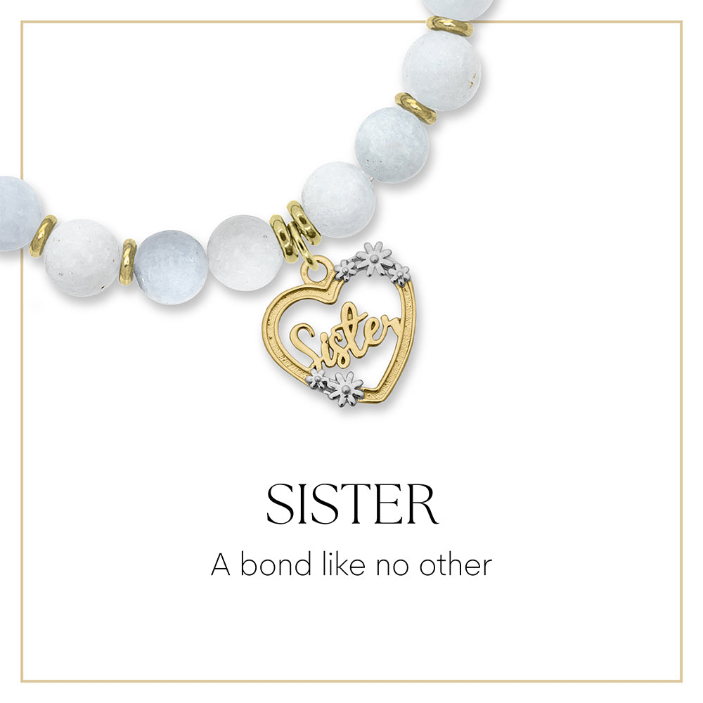 Gold Heart Sister Charm Bracelet Collection