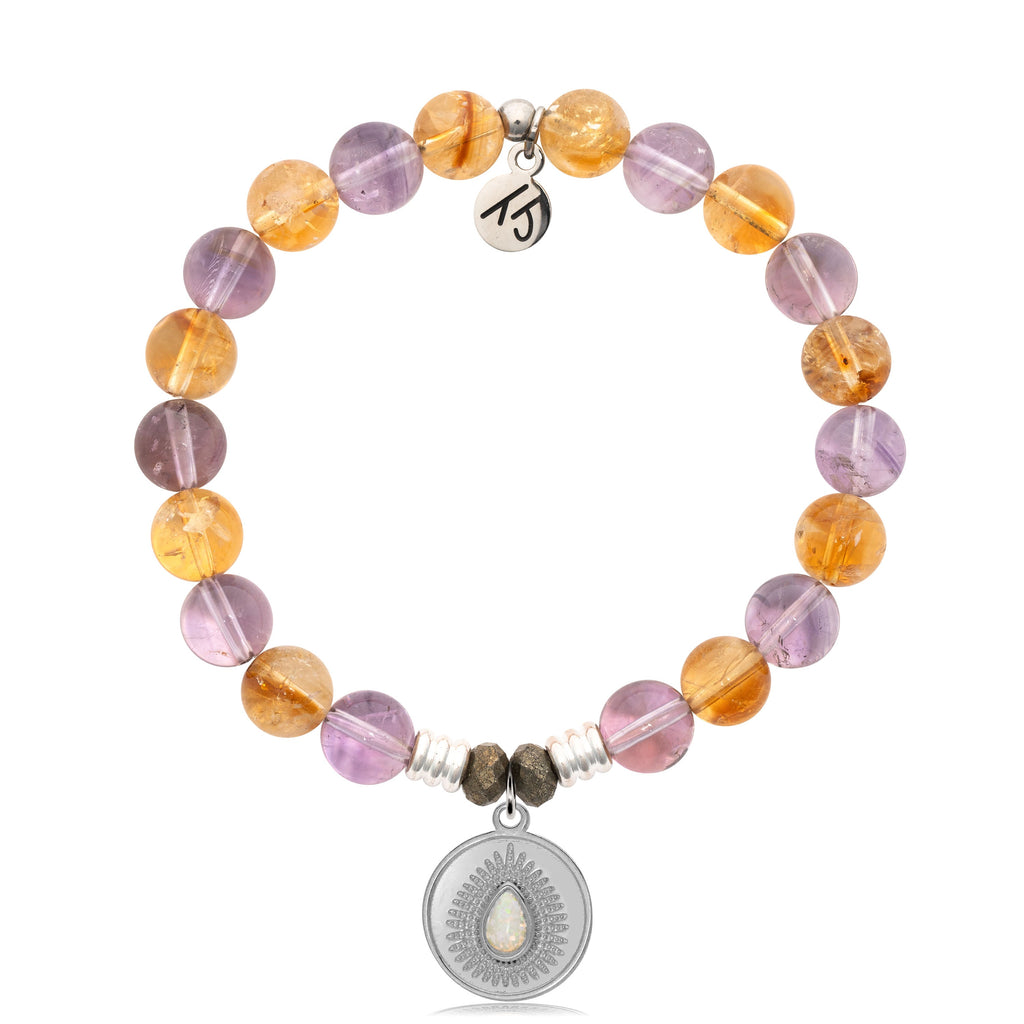 Amethyst Citrine Gemstone Bracelet with You're One of a Kind Sterling Silver Charm