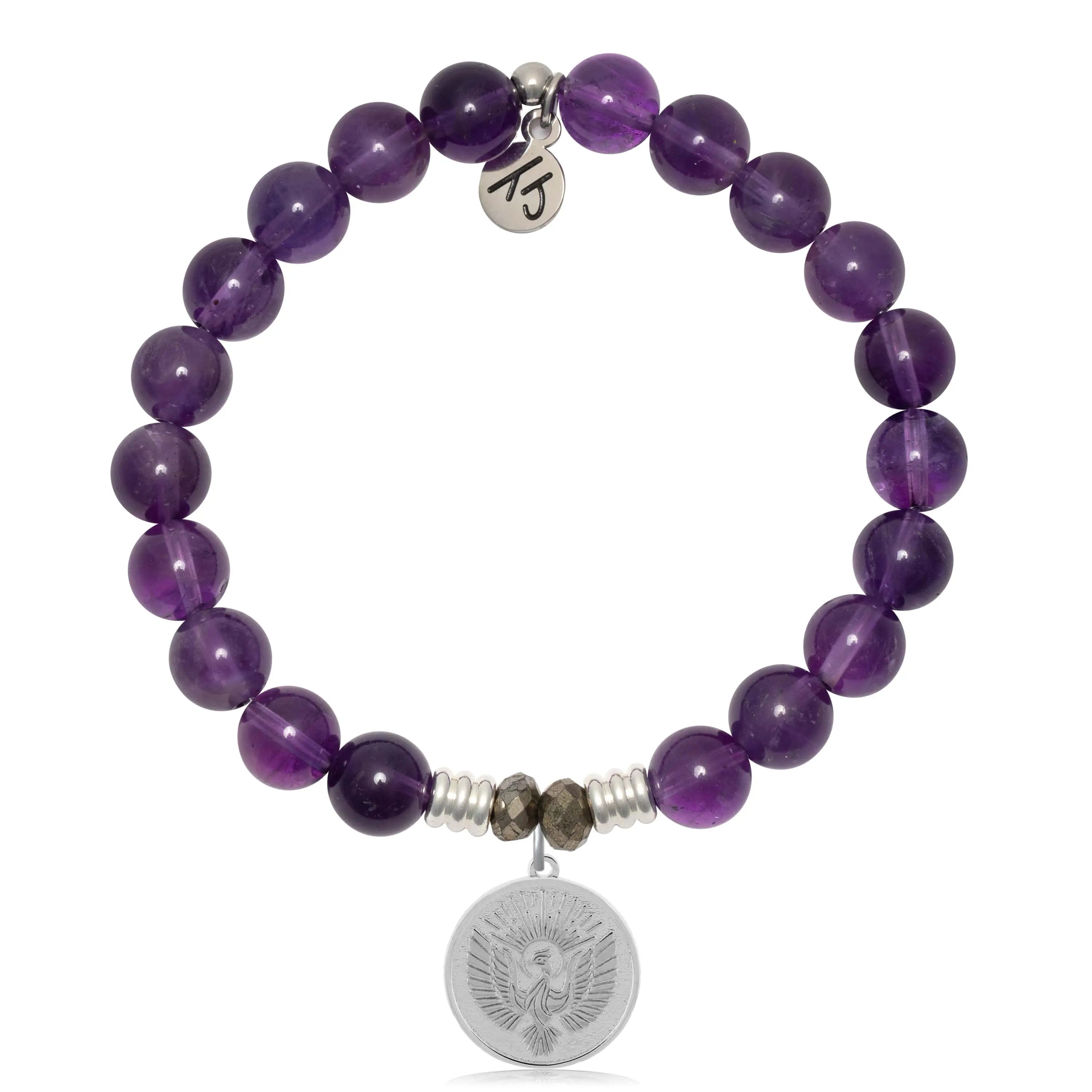 Amethyst Gemstone Bracelet with Phoenix Sterling Silver Charm