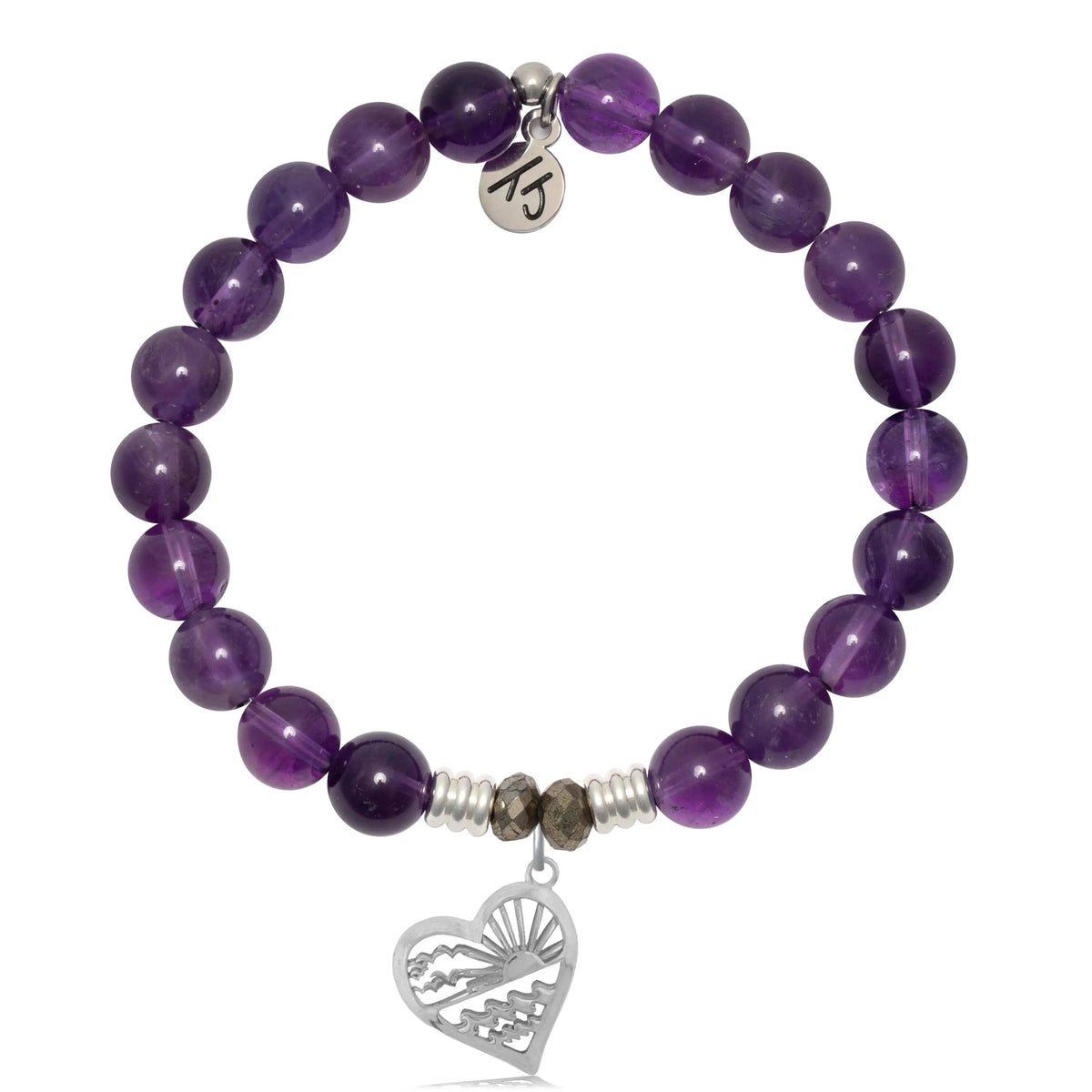 Amethyst Gemstone Bracelet with Seas the Day Silver Charm