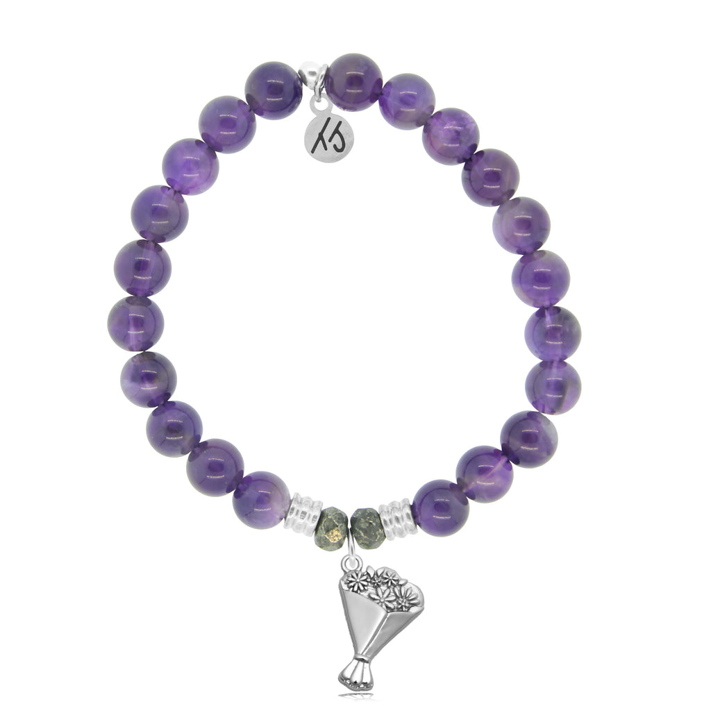 Amethyst Gemstone Bracelet with Thinking of You Sterling Silver Charm