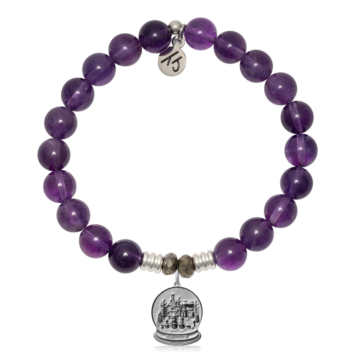 Amethyst Gemstone Bracelet with Winter Wonderland Sterling Silver Charm