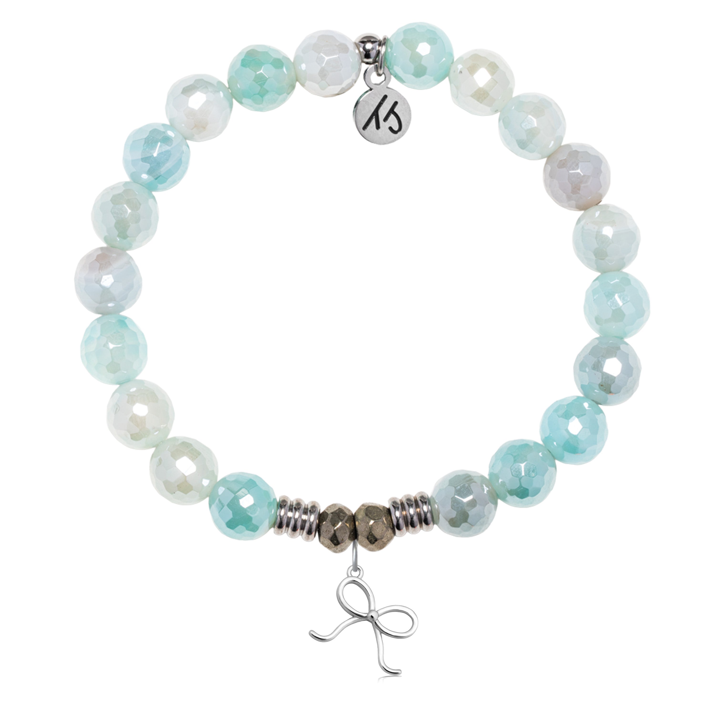 Aqua Agate Gemstone Bracelet with You Are A Gift Sterling Silver Charm
