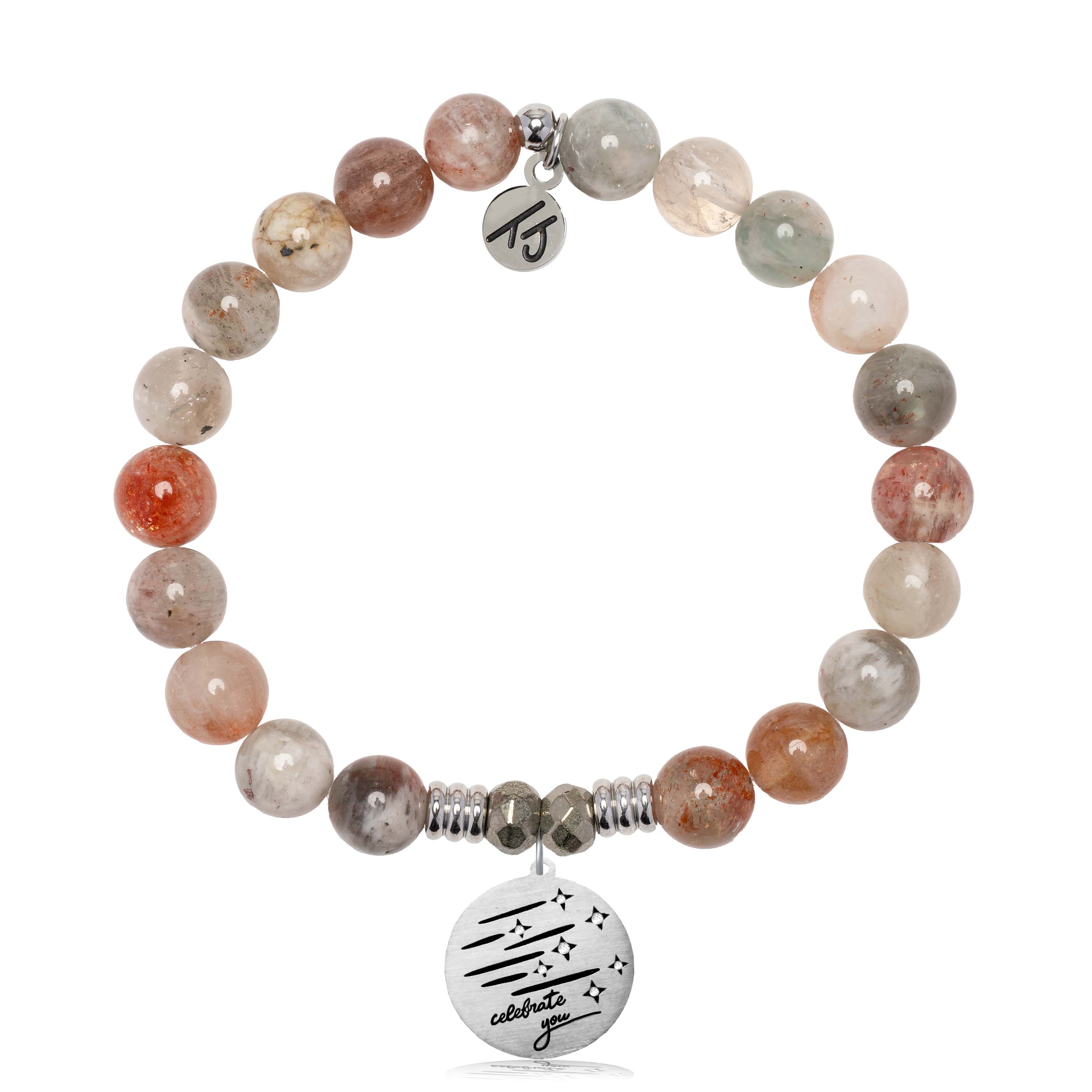 Arusha Agate Gemstone Bracelet with Birthday Wishes Sterling Silver Charm