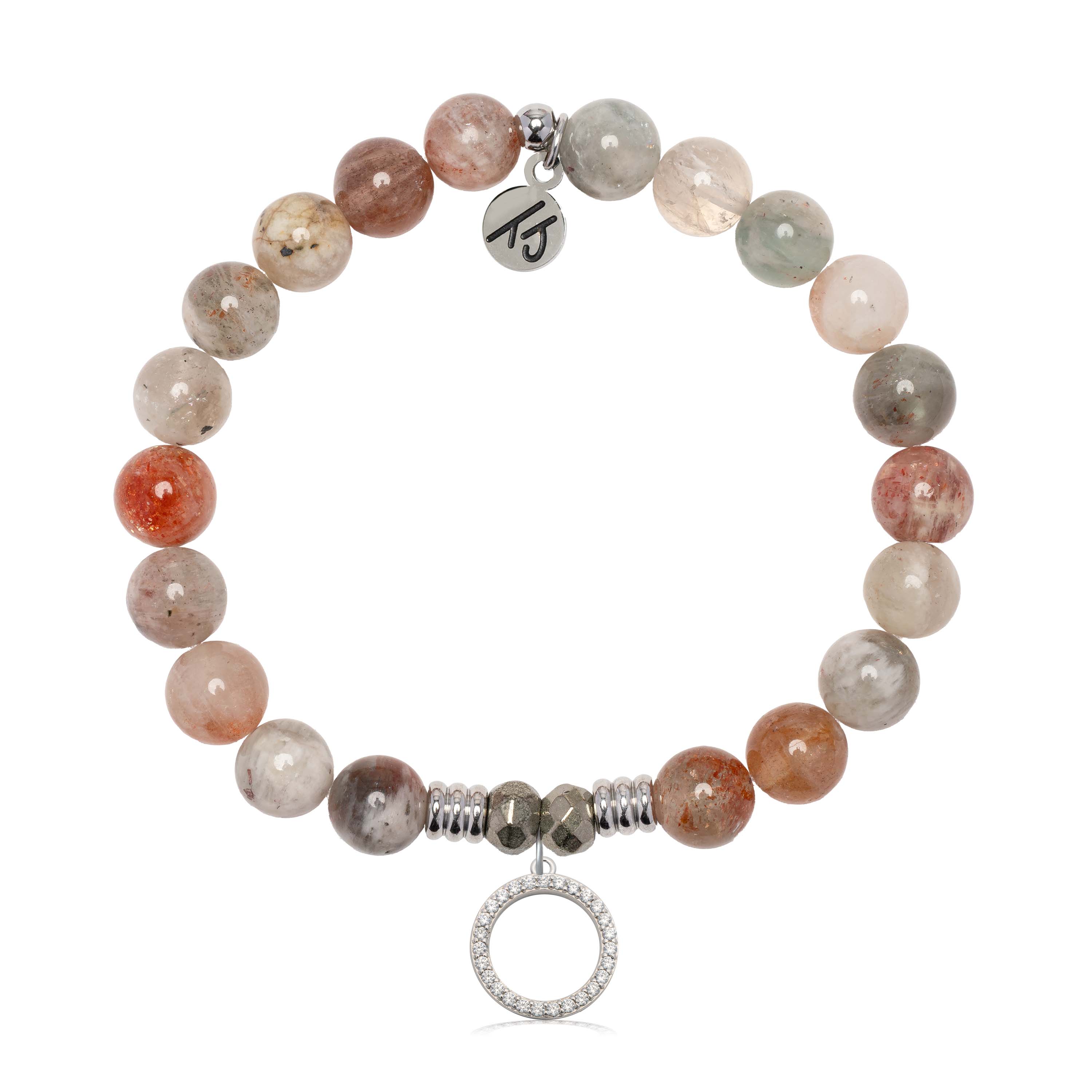 Arusha Agate Gemstone Bracelet with Good Karma Sterling Silver Charm