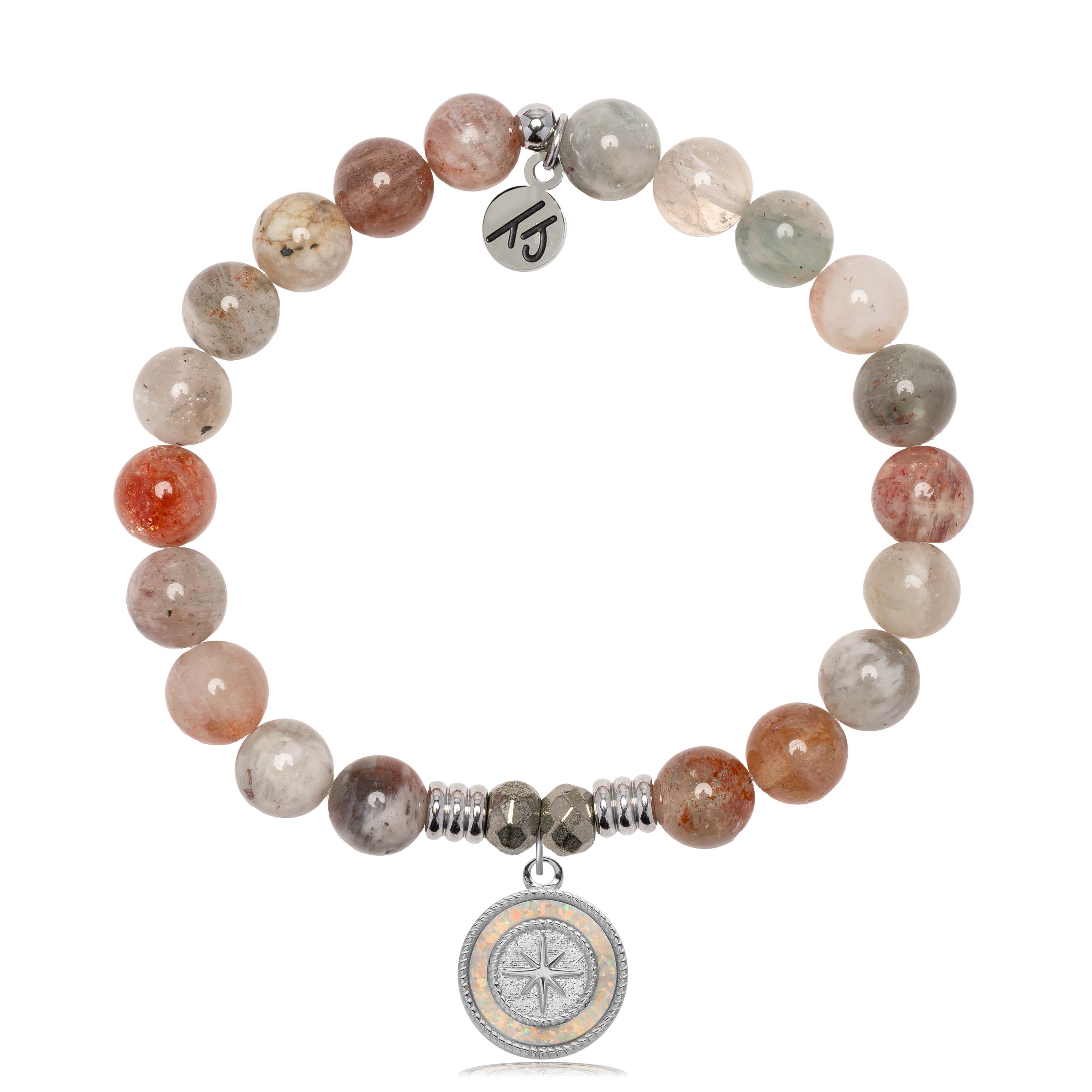 Arusha Agate Gemstone Bracelet with North Star Sterling Silver Charm