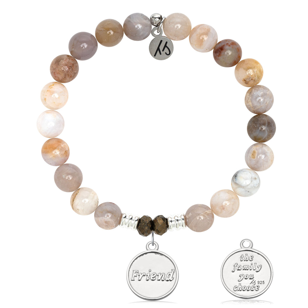 Australian Agate Gemstone Bracelet with Friend the Family Sterling Silver Charm