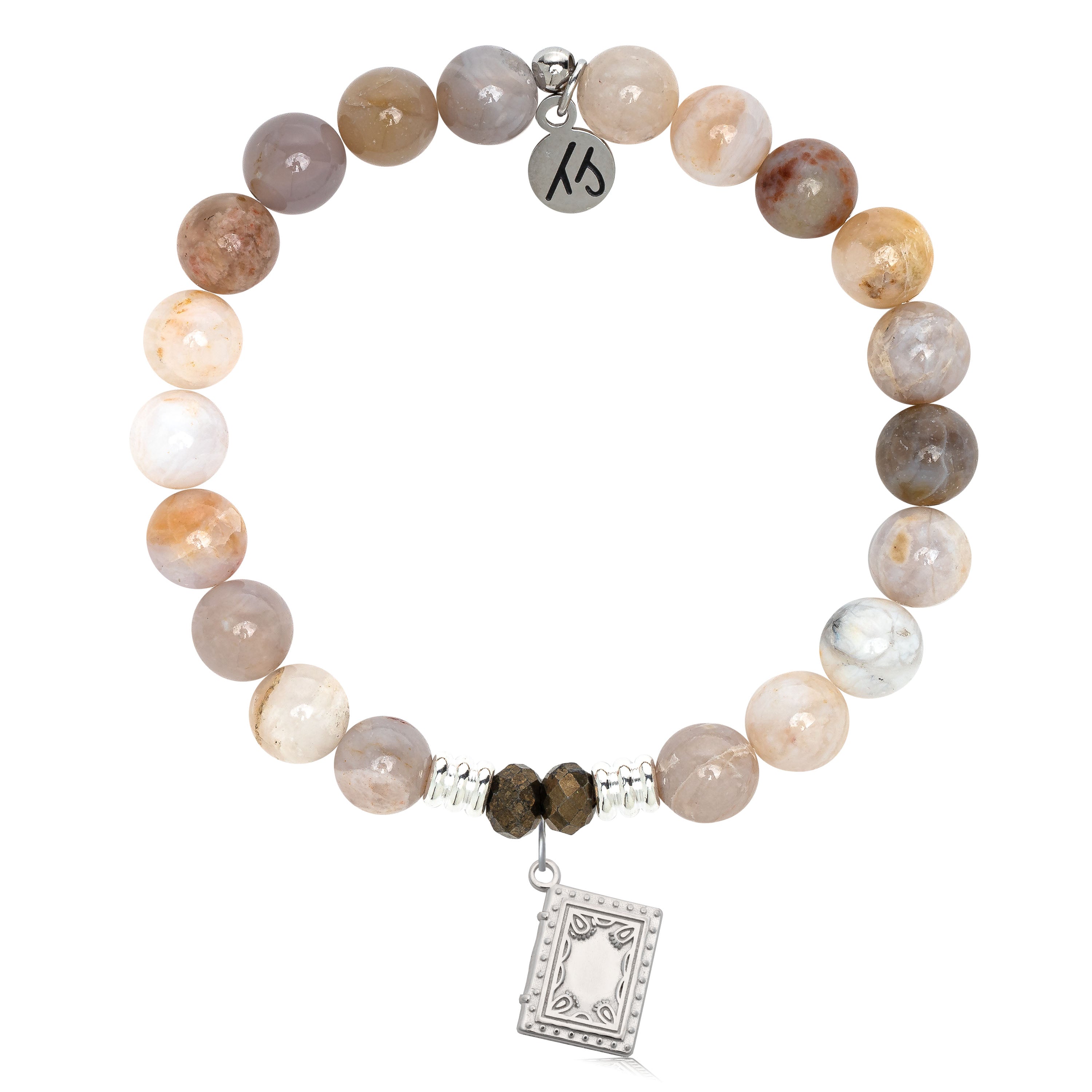 Australian Agate Gemstone Bracelet with Memories Sterling Silver Charm