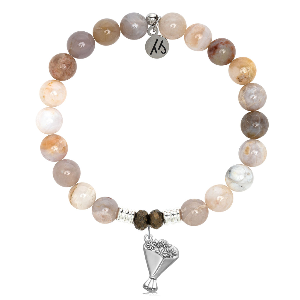 Australian Agate Gemstone Bracelet with Thinking of You Sterling Silver Charm