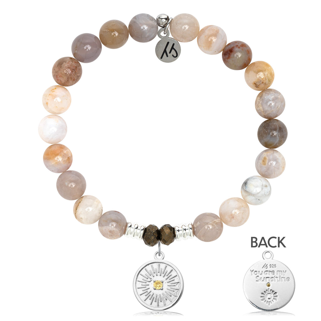 Australian Agate Stone Bracelet with You are my Sunshine Sterling Silver Charm