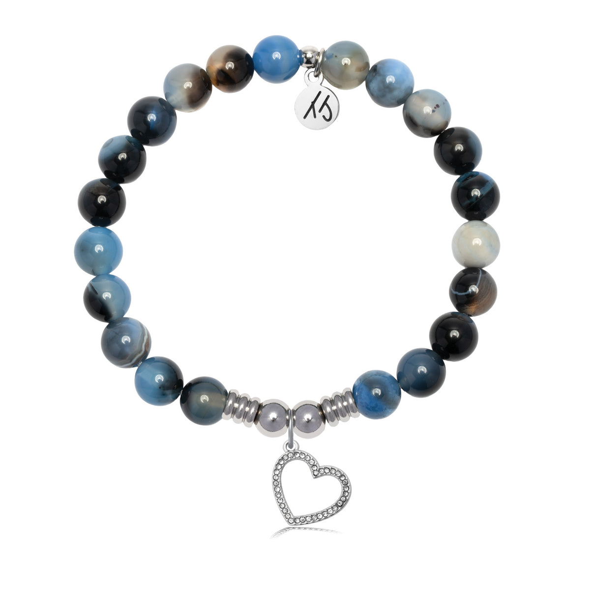 Beautiful Soul Charm with Black and Blue Agate Gemstone Bracelet