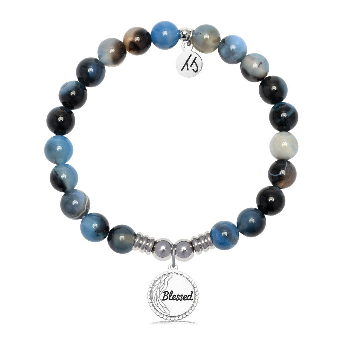 Blessed Charm with Black and Blue Agate Gemstone Bracelet
