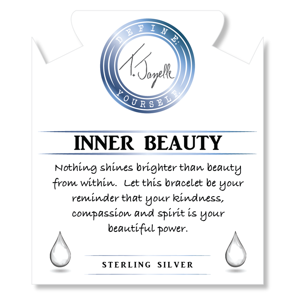 Blue Agate Gemstone Bracelet with Inner Beauty Sterling Silver Charm