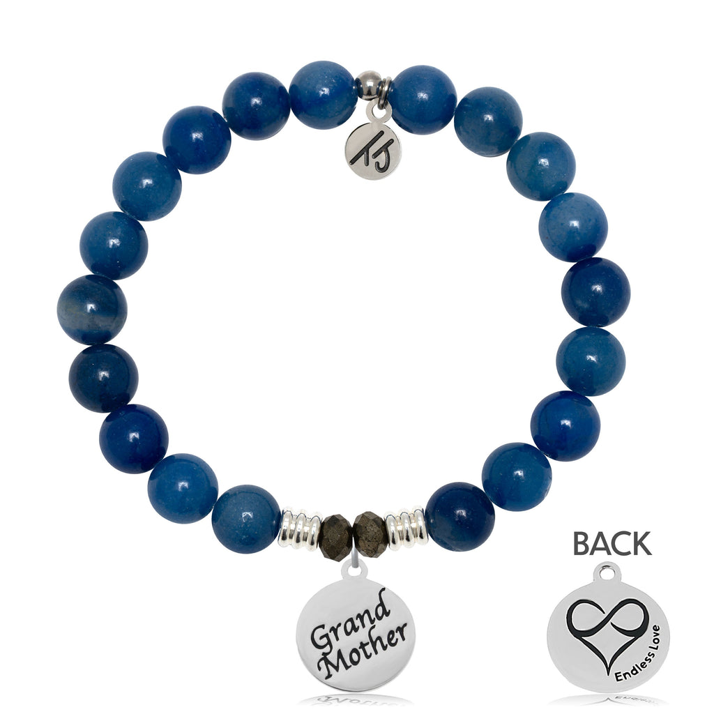 Blue Aventurine Gemstone Bracelet with Grandmother Sterling Silver Charm