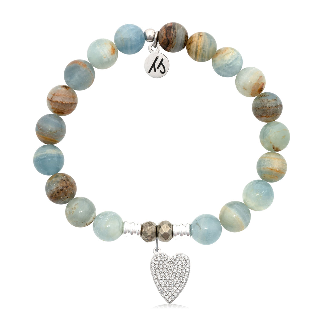 Blue Calcite Gemstone Bracelet with You are Loved Sterling Silver Charm
