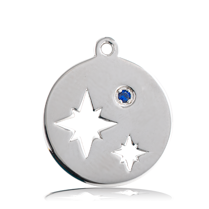 Blue Gold Agate Gemstone Bracelet with Mother Son Sterling Silver Charm