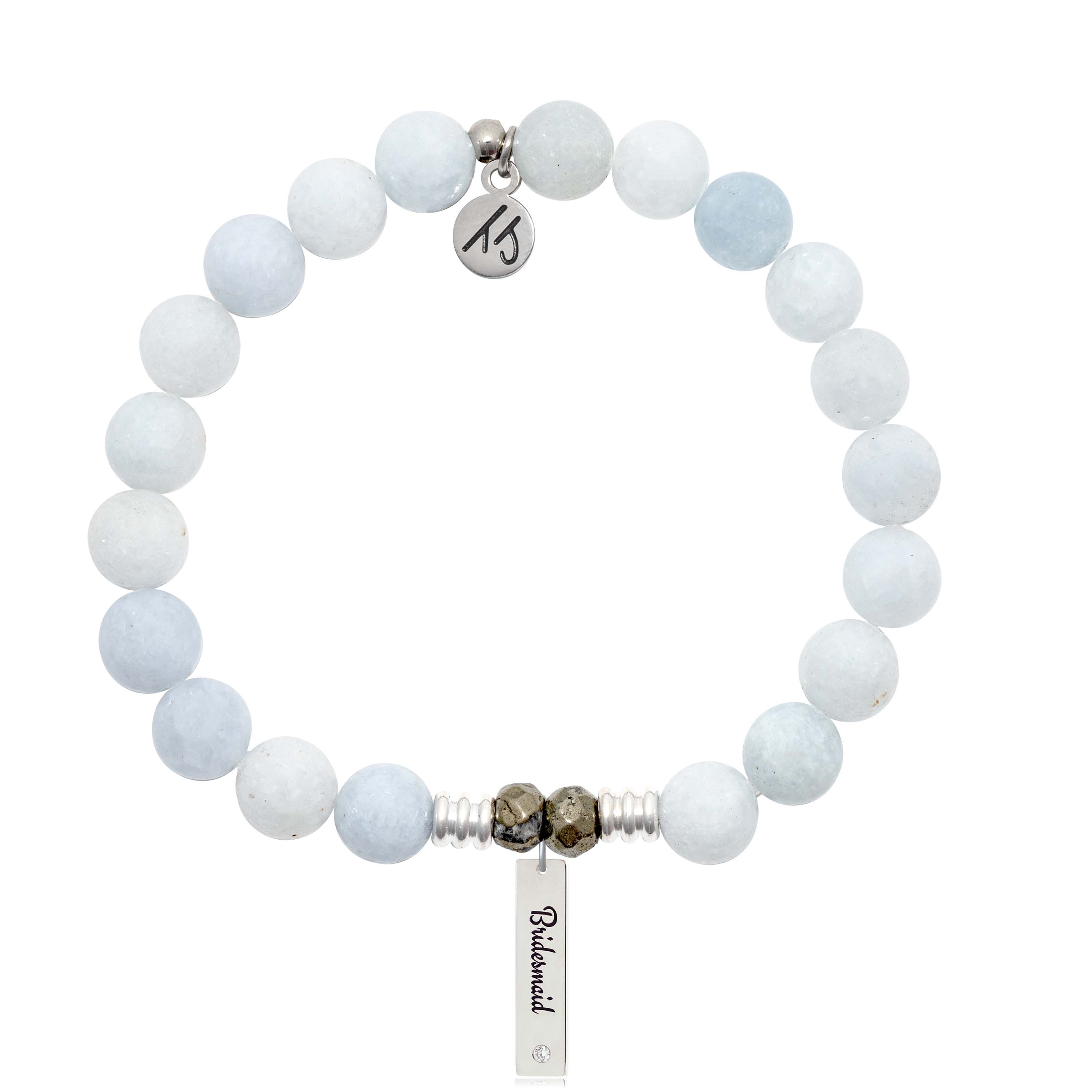 Bridal Collection: Celestine Stone Bracelet with Bridesmaid Sterling Silver Charm Bar
