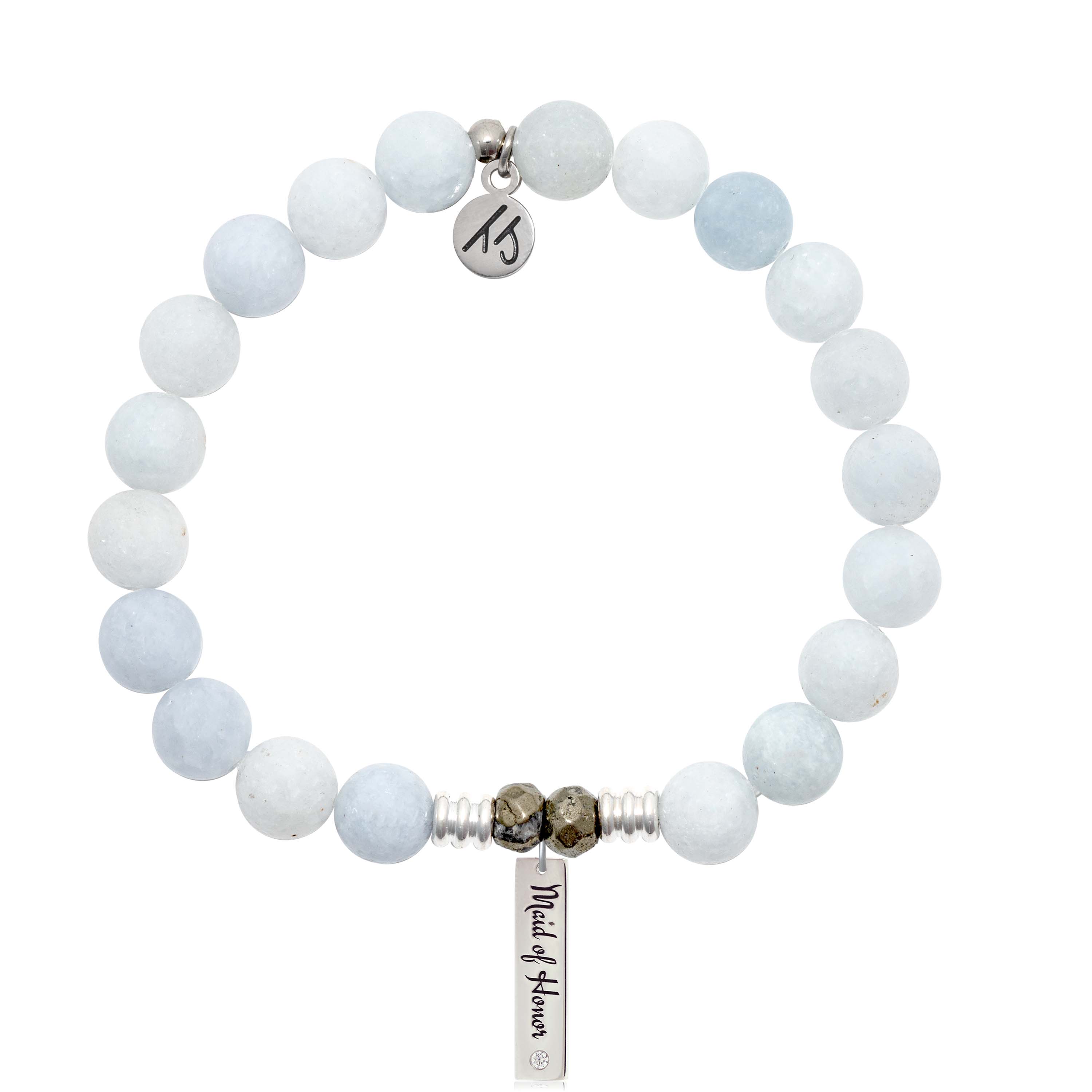 Bridal Collection: Celestine Stone Bracelet with Maid of Honor Sterling Silver Charm Bar