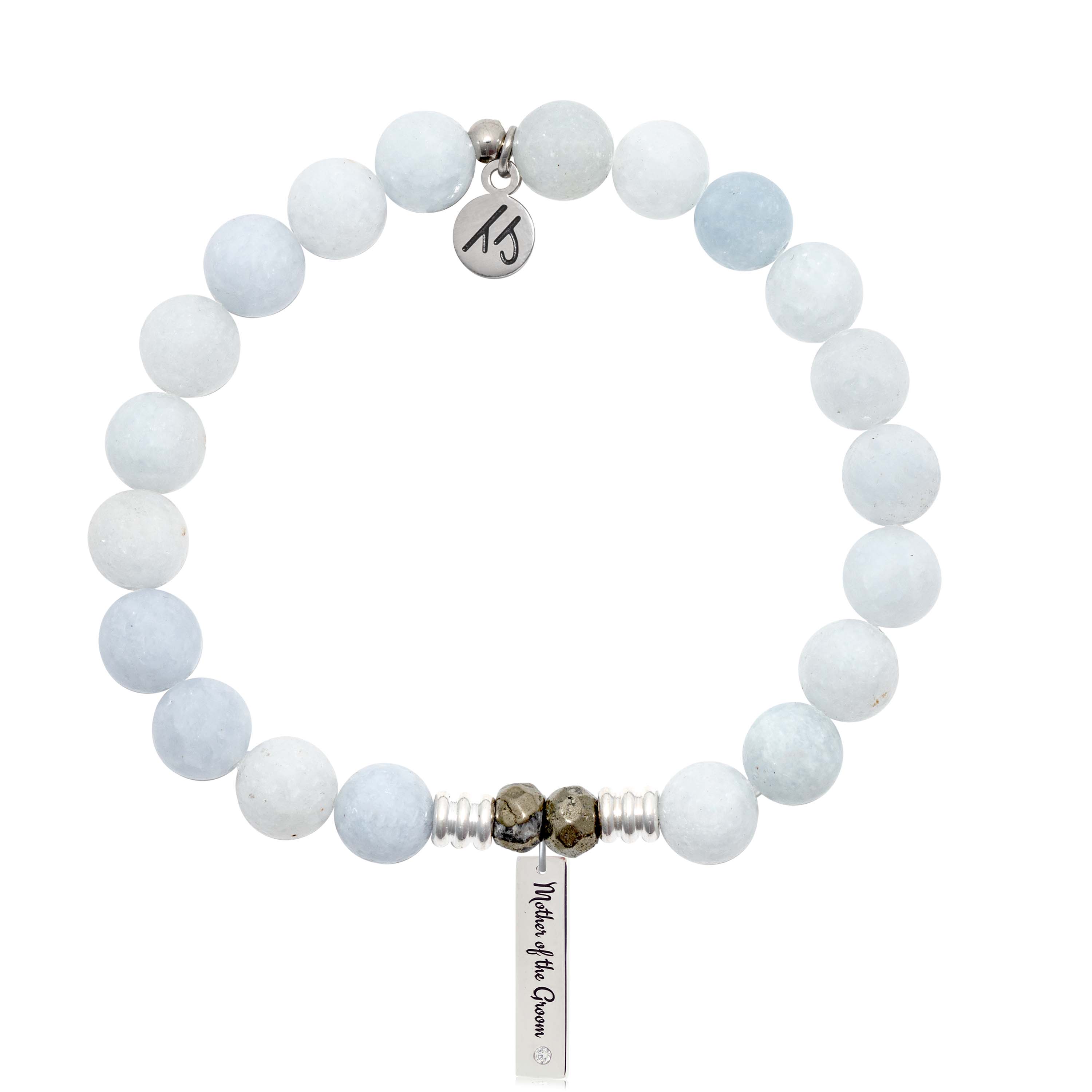 Bridal Collection: Celestine Stone Bracelet with Mother of the Groom Sterling Silver Charm Bar