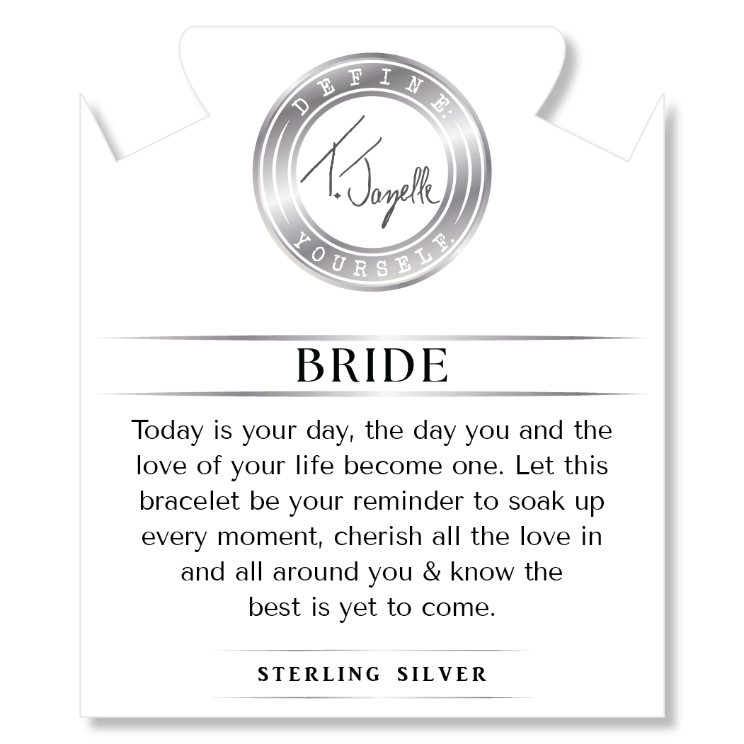 Bridal Collection: Earth Jasper Stone Bracelet with Bride Sterling Silver Charm Bar
