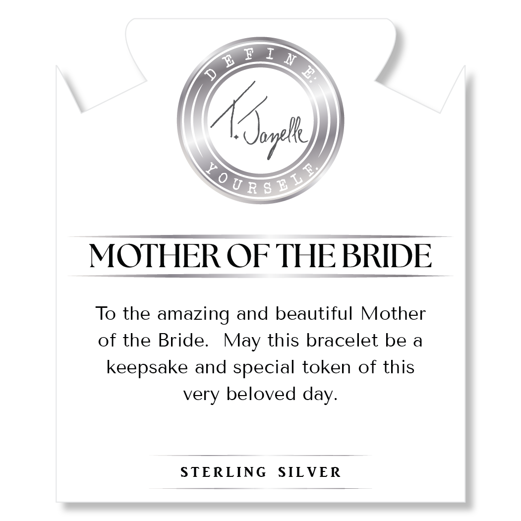 Bridal Collection: Sky Blue Jade Stone Bracelet with Mother of the Bride Sterling Silver Charm Bar