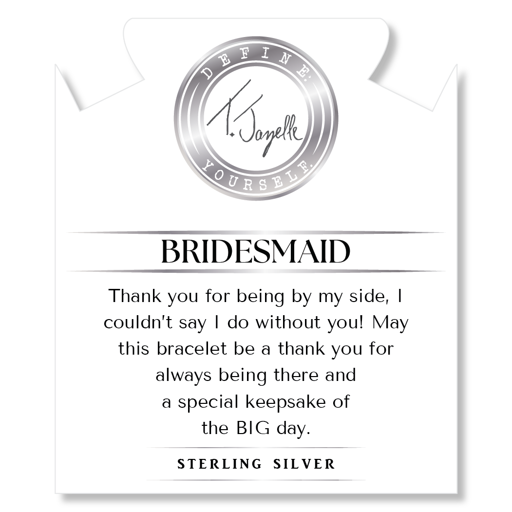 Bridal Collection: White Moonstone Bracelet with Bridesmaid Sterling Silver Charm Bar