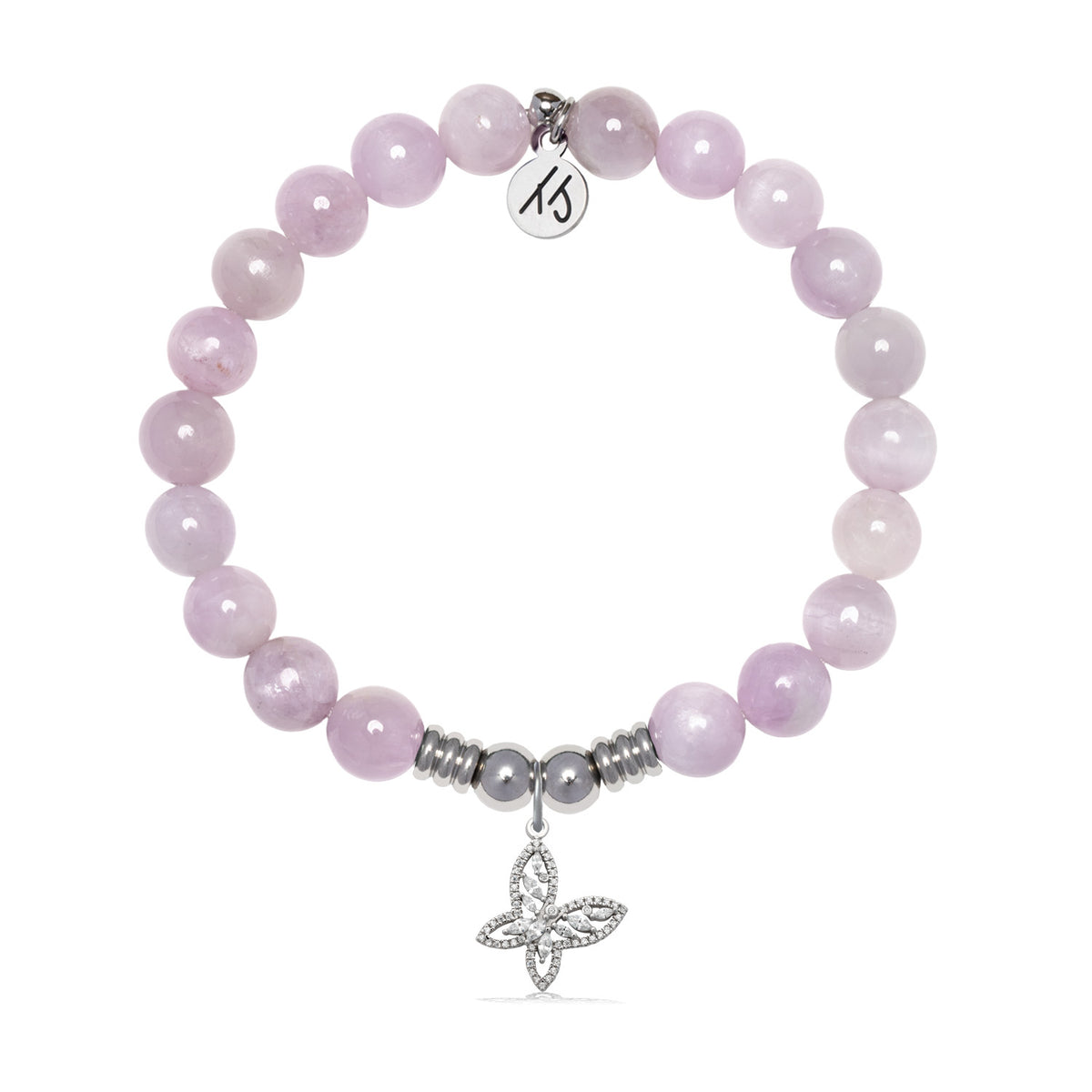 Butterfly CZ Charm with Kunzite Gemstone Bracelet