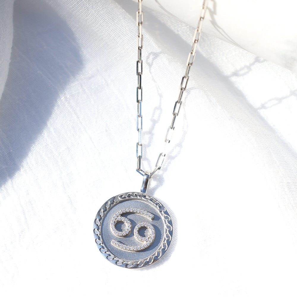Cancer Sterling Silver Zodiac Necklace