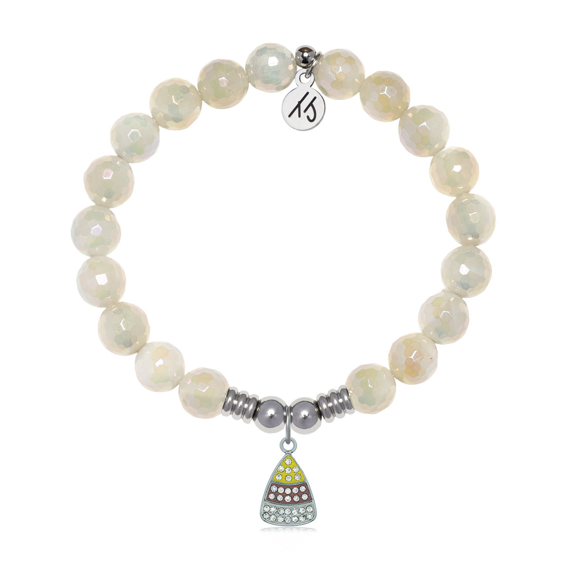 Candy Corn Charm with Moonstone Gemstone Bracelet