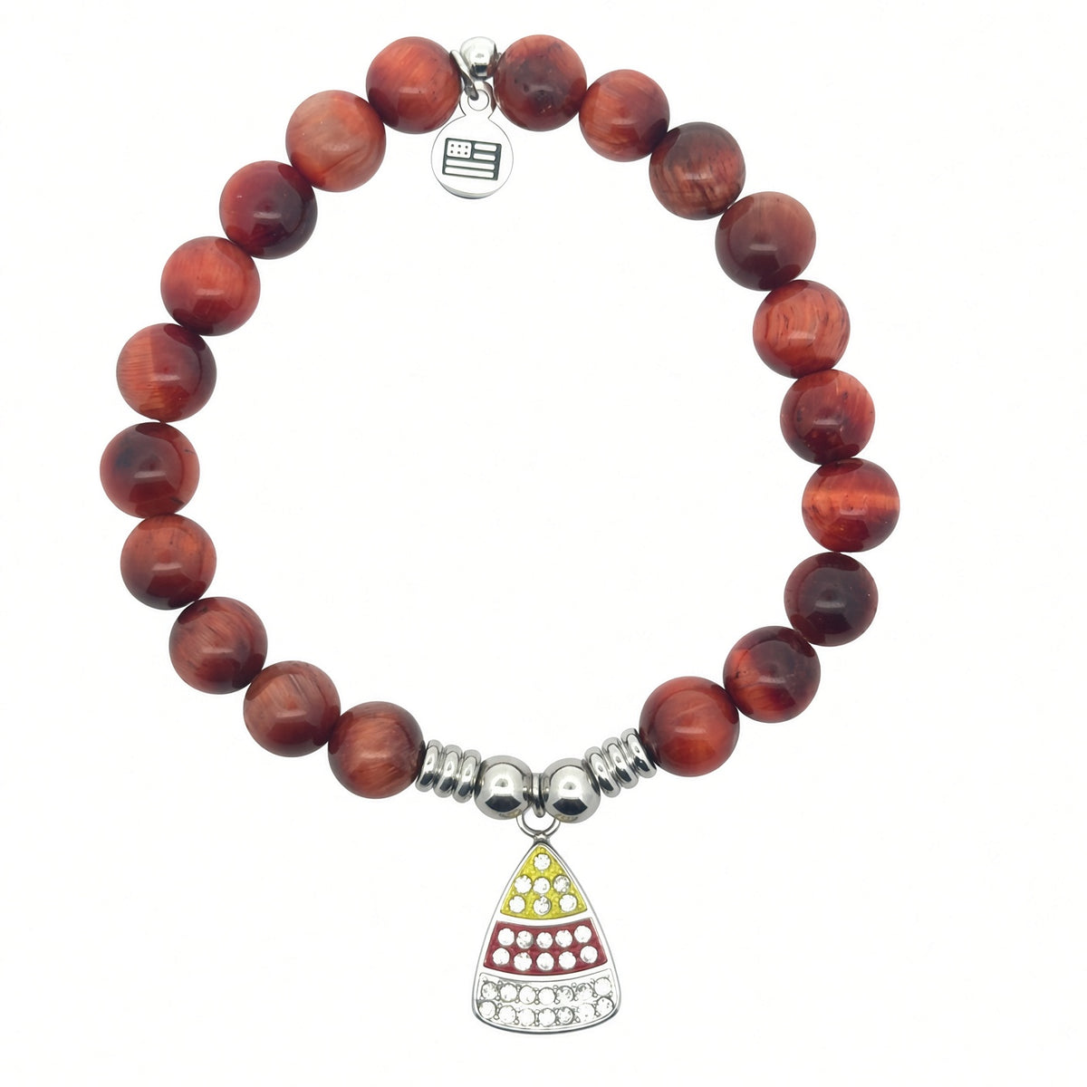 Candy Corn Charm with Orange Tigers Eye Gemstone Bracelet Faire