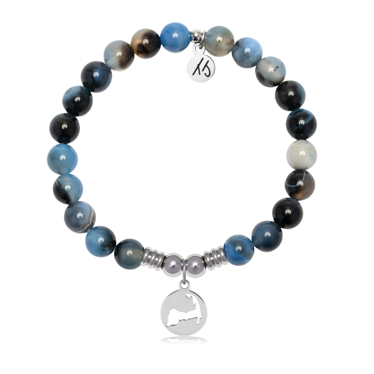 Cape Cod Charm with Black and Blue Agate Gemstone Bracelet