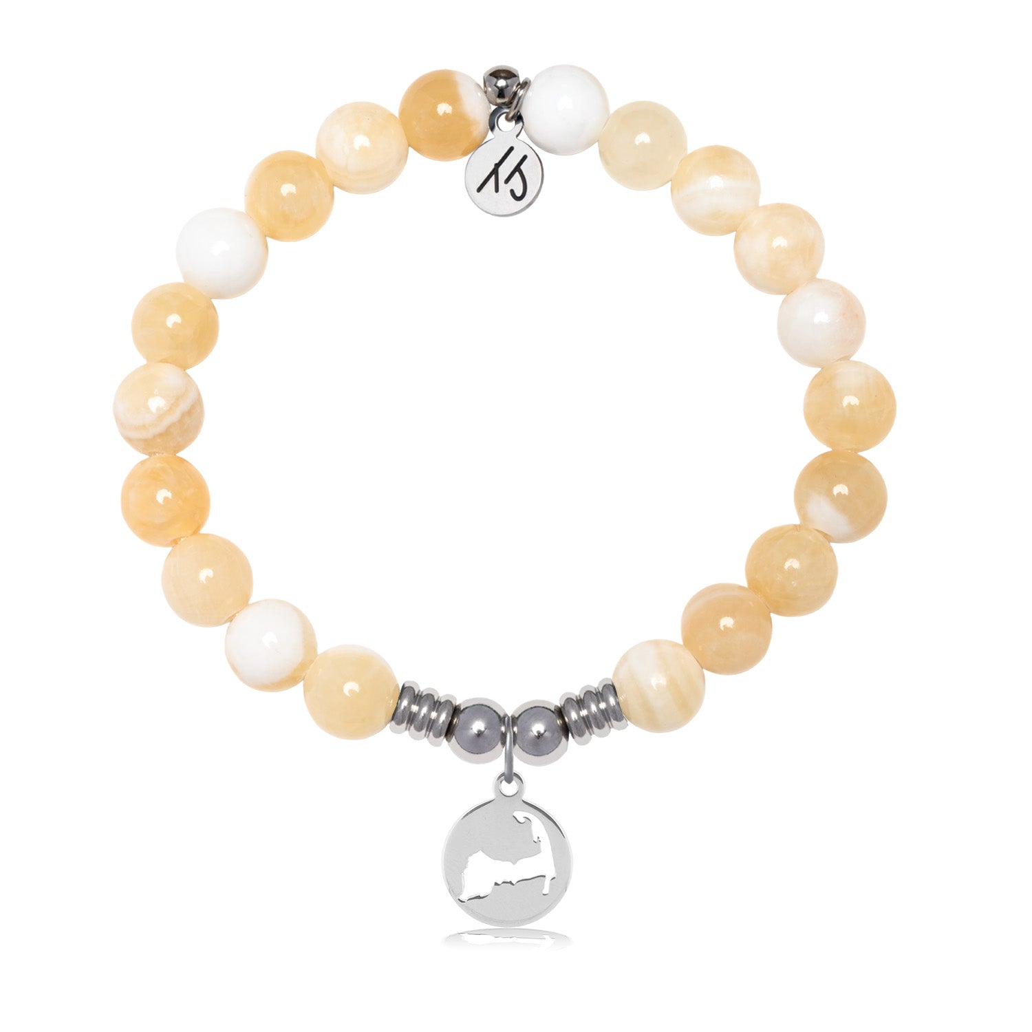 Cape Cod Charm with Yellow White Jade Gemstone Bracelet