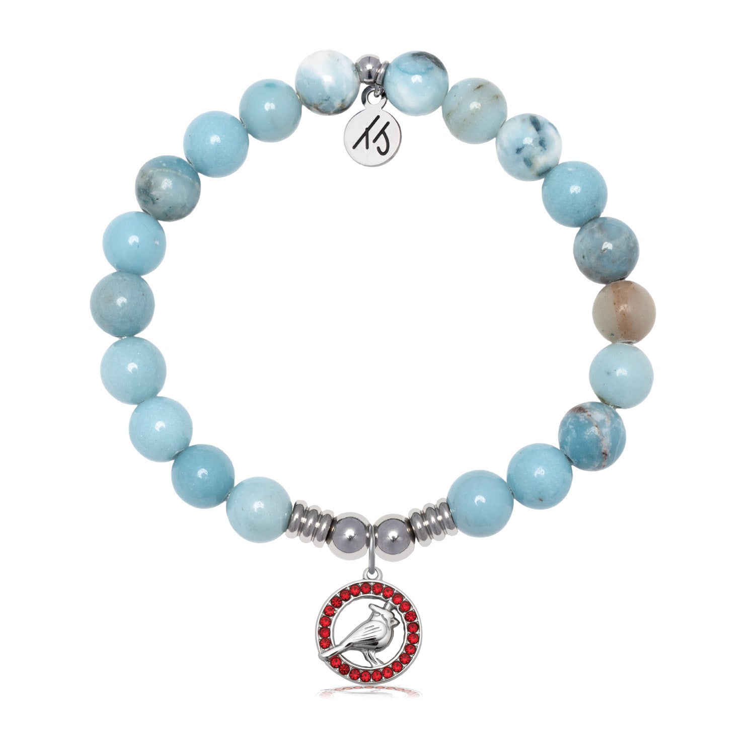 Cardinal Garnet CZ with Larimar Jasper Gemstone Bracelet