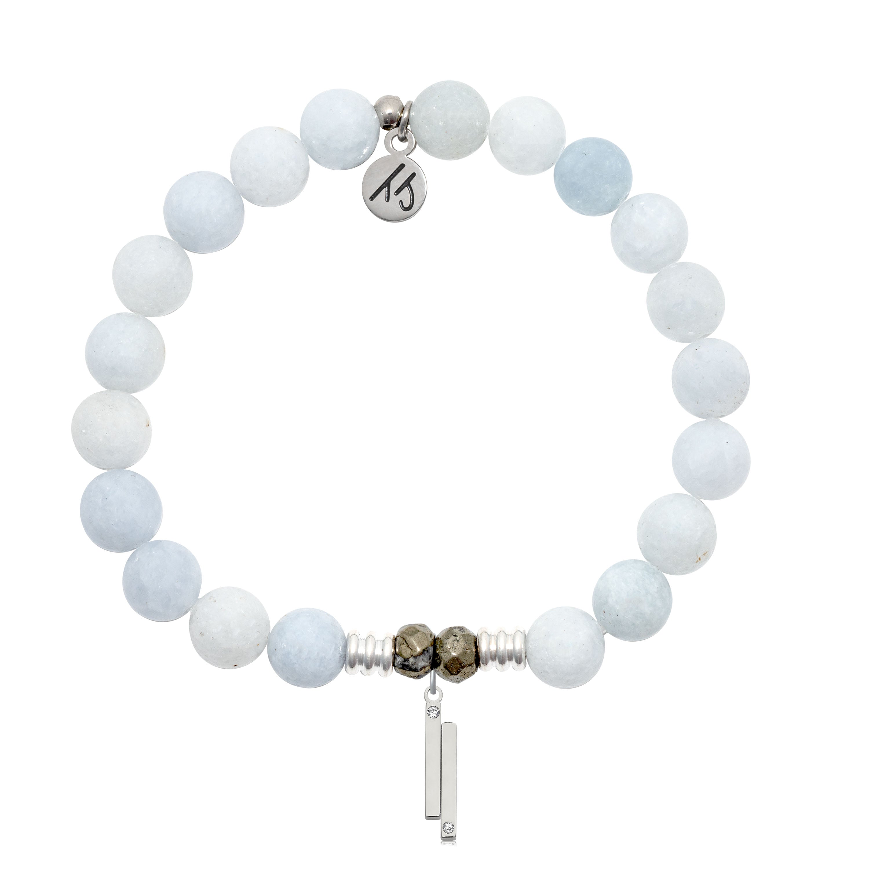 Celestine Gemstone Bracelet with Stand by Me Sterling Silver Charm