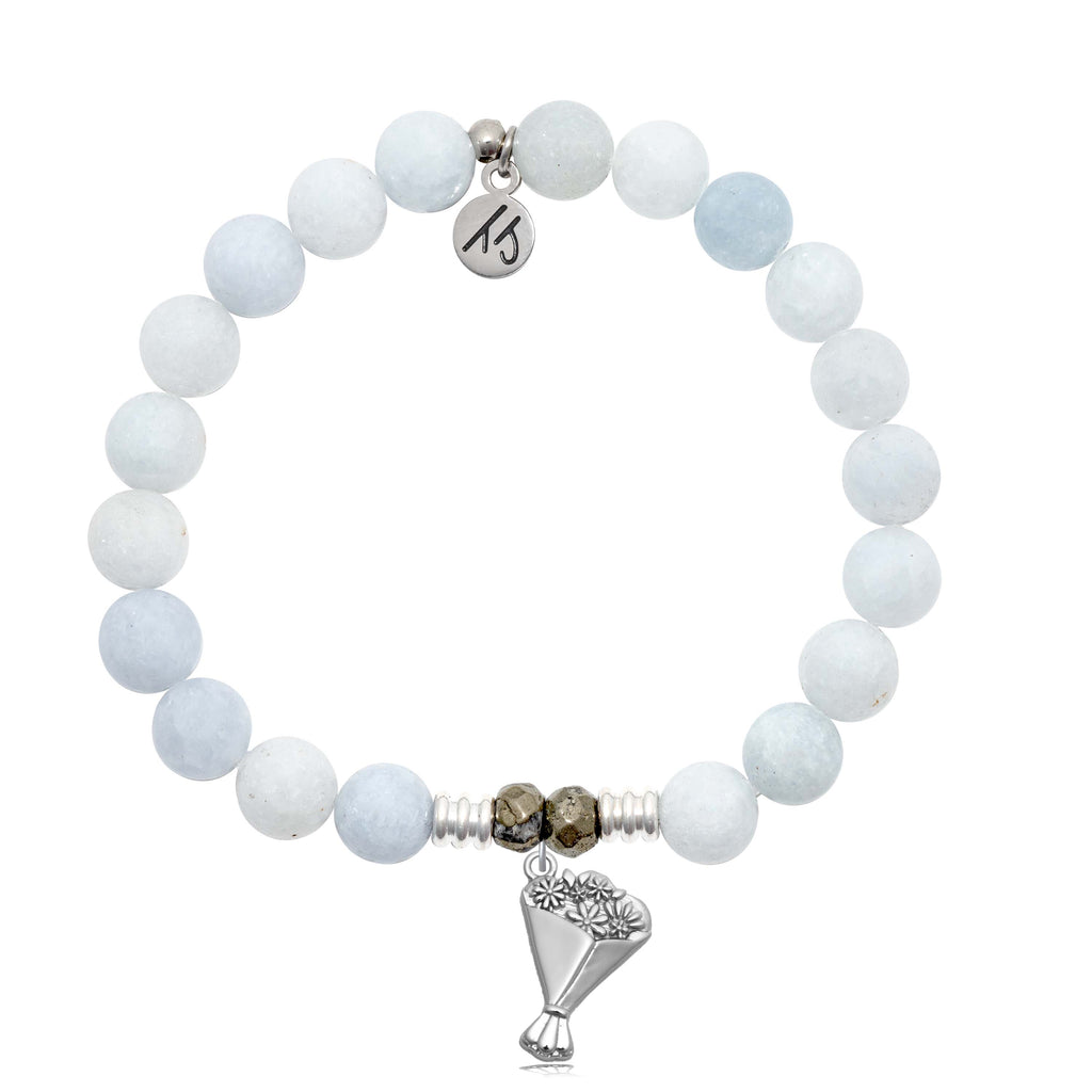 Celestine Gemstone Bracelet with Thinking of You Sterling Silver Charm