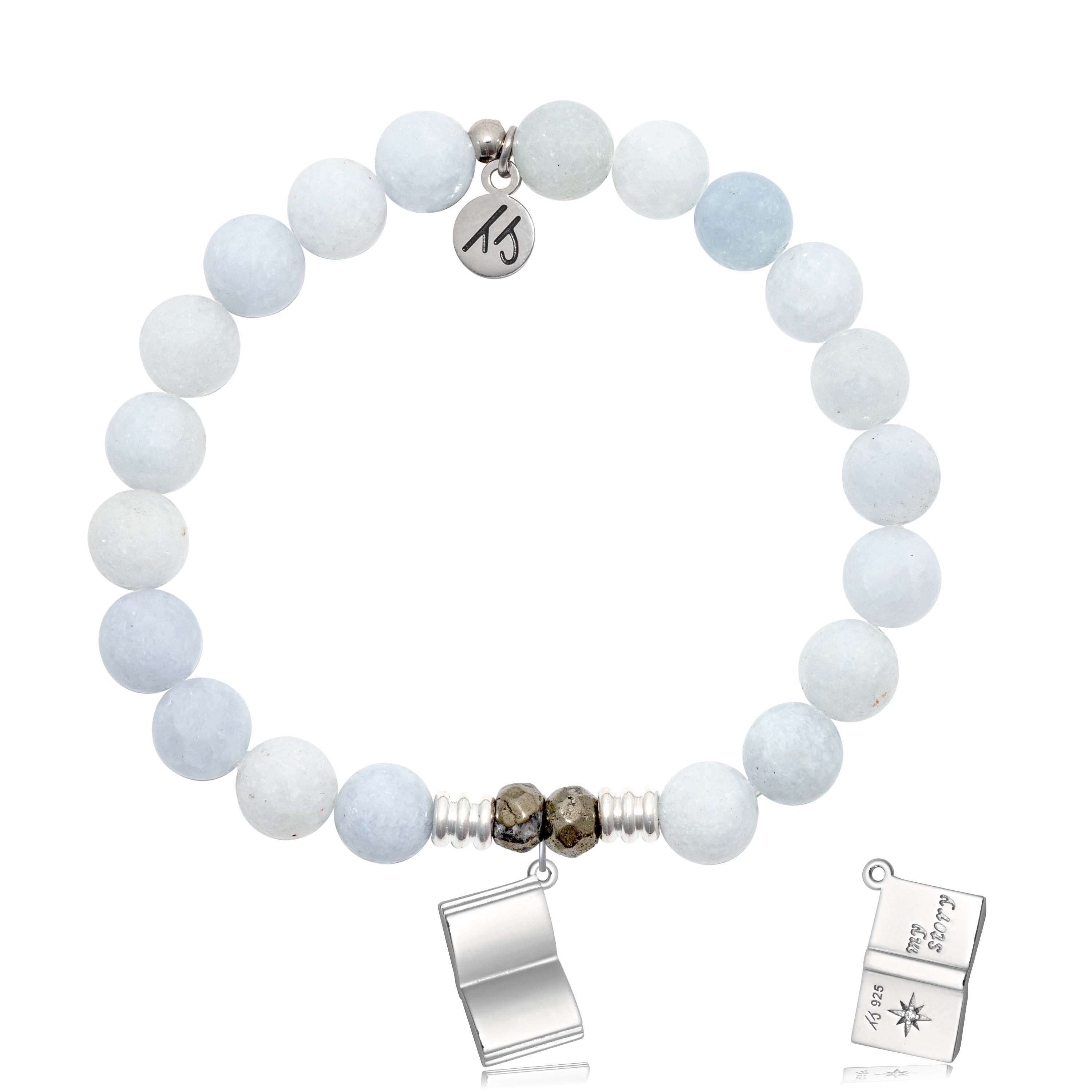 Celestine Gemstone Bracelet with Your Story Sterling Silver Charm