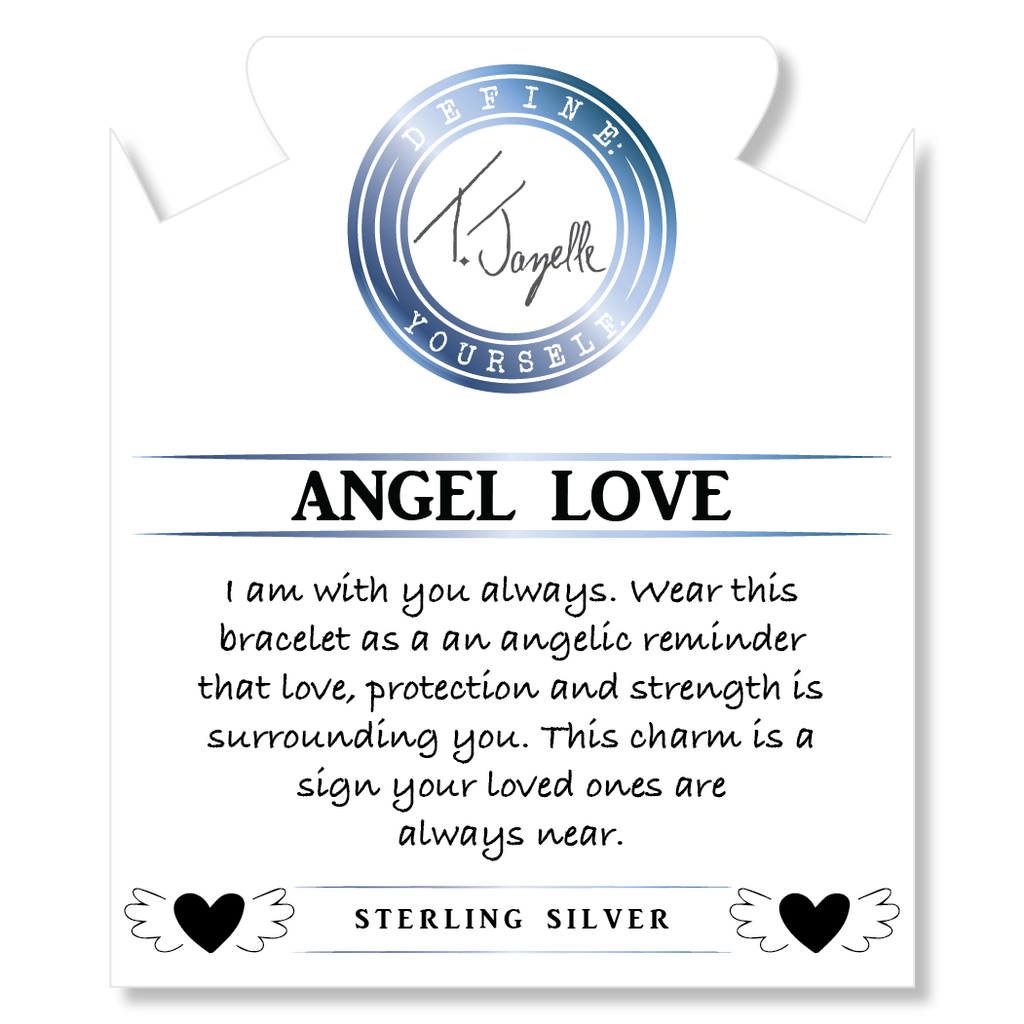 Champagne Agate Gemstone Bracelet with Angel Love Sterling Silver Charm