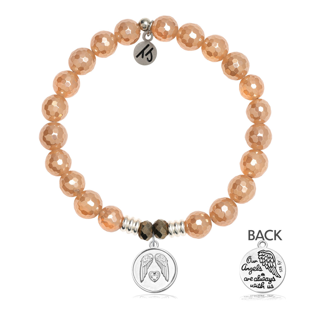 Champagne Agate Gemstone Bracelet with Guardian Sterling Silver Charm