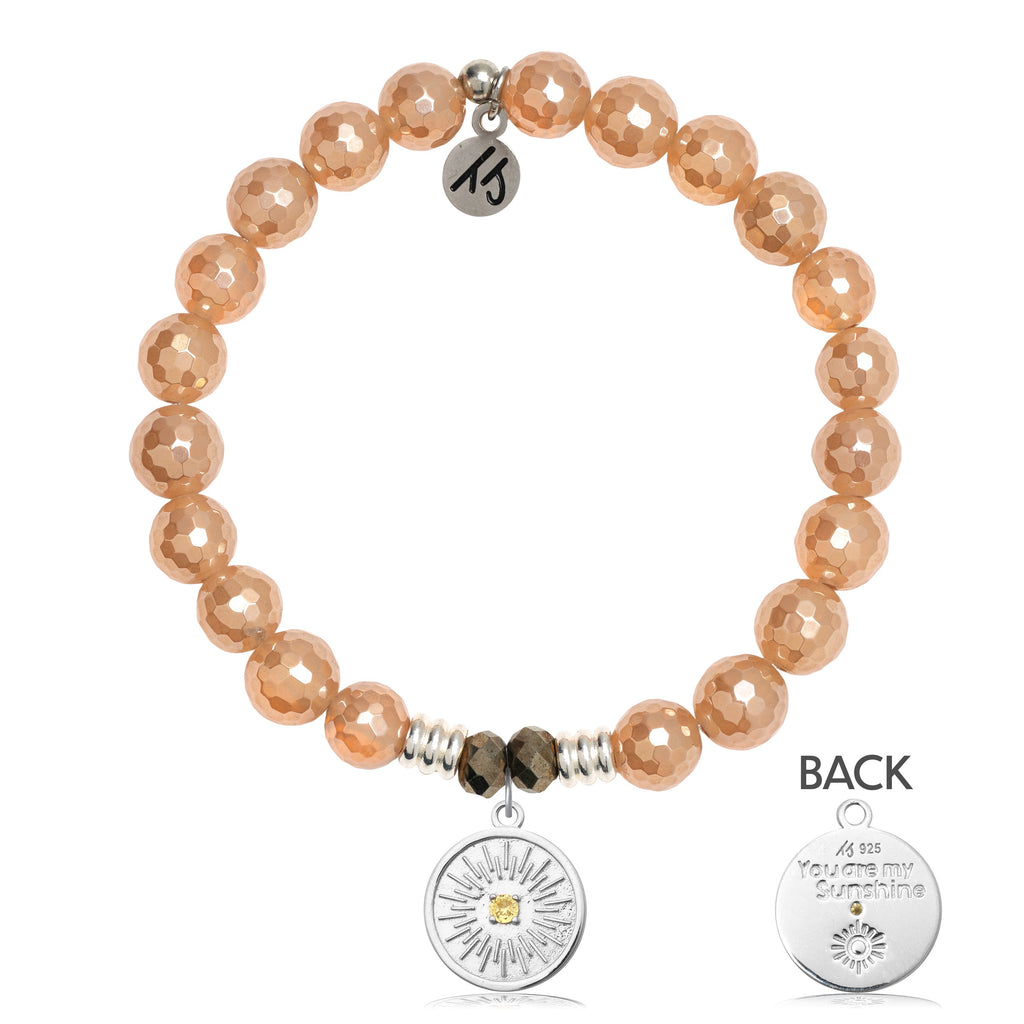 Champagne Agate Stone Bracelet with You are my Sunshine Sterling Silver Charm