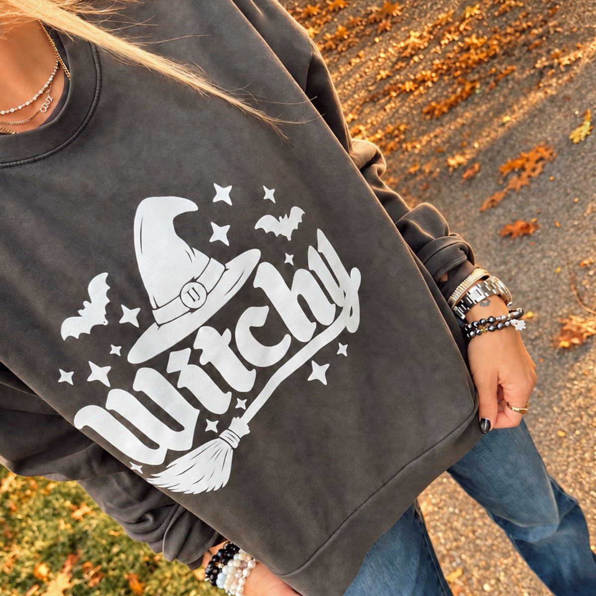 Charcoal Witchy Crewneck